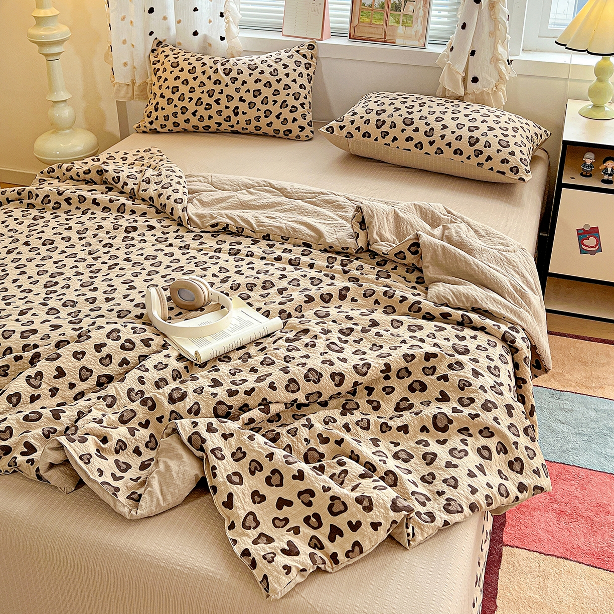 91家纺网 家纺一手货源 找家纺 （总）梦莱斯 2026新款小清新印花水洗夏被四件套-简单款