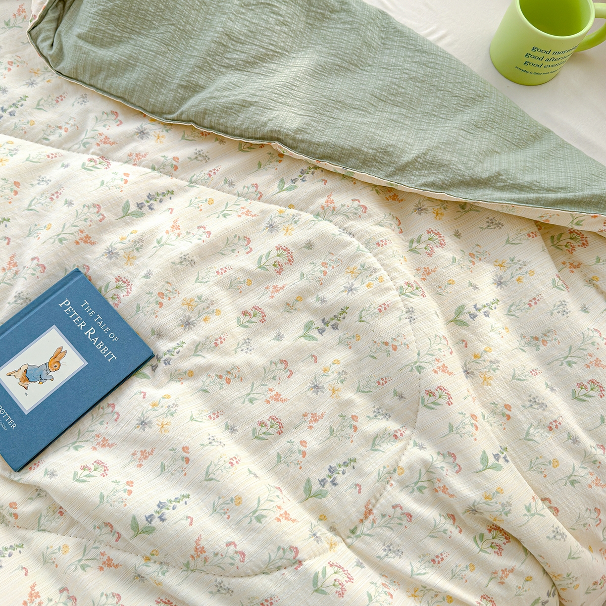 91家纺网 家纺一手货源 找家纺 弗苓家纺 2026新款A类云感有氧双层纱夏被夏凉被 春日小花