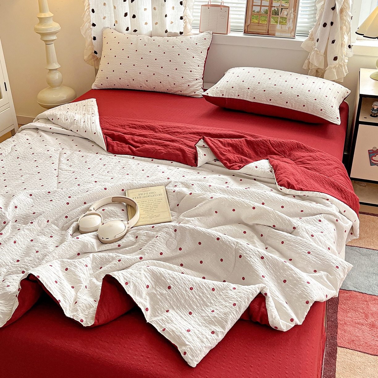 91家纺网 家纺一手货源 找家纺 （总）梦莱斯 2026新款小清新印花水洗夏被四件套-简单款