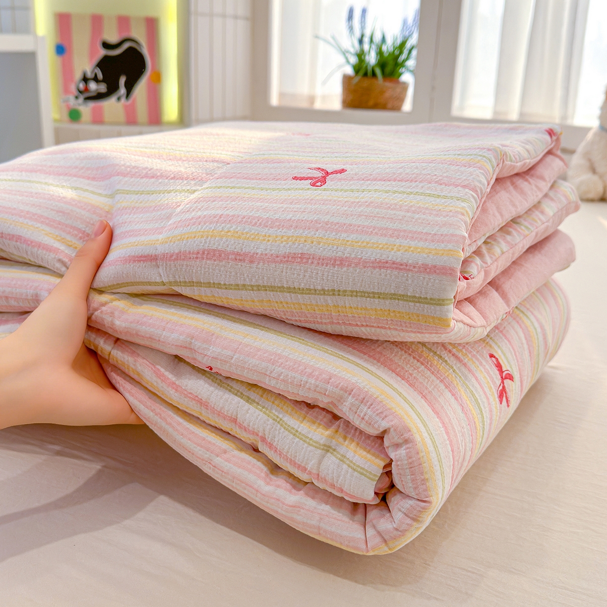 弗苓家纺 2026新款A类云感有氧双层纱夏被夏凉被 奶油泡芙