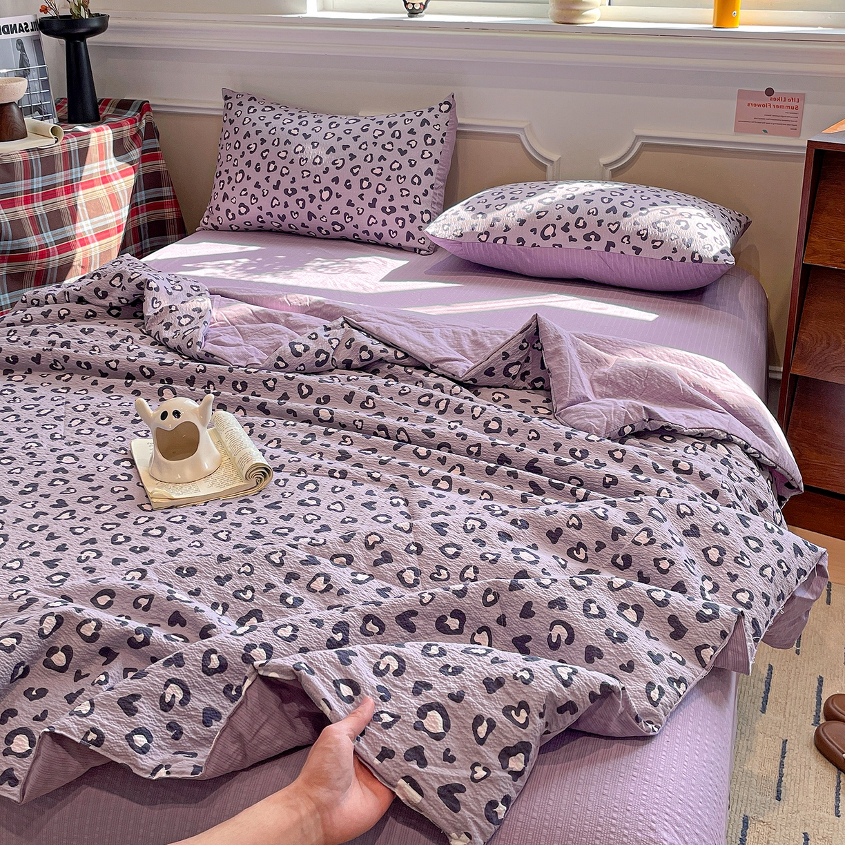 91家纺网 家纺一手货源 找家纺 （总）梦莱斯 2026新款小清新印花水洗夏被四件套-简单款