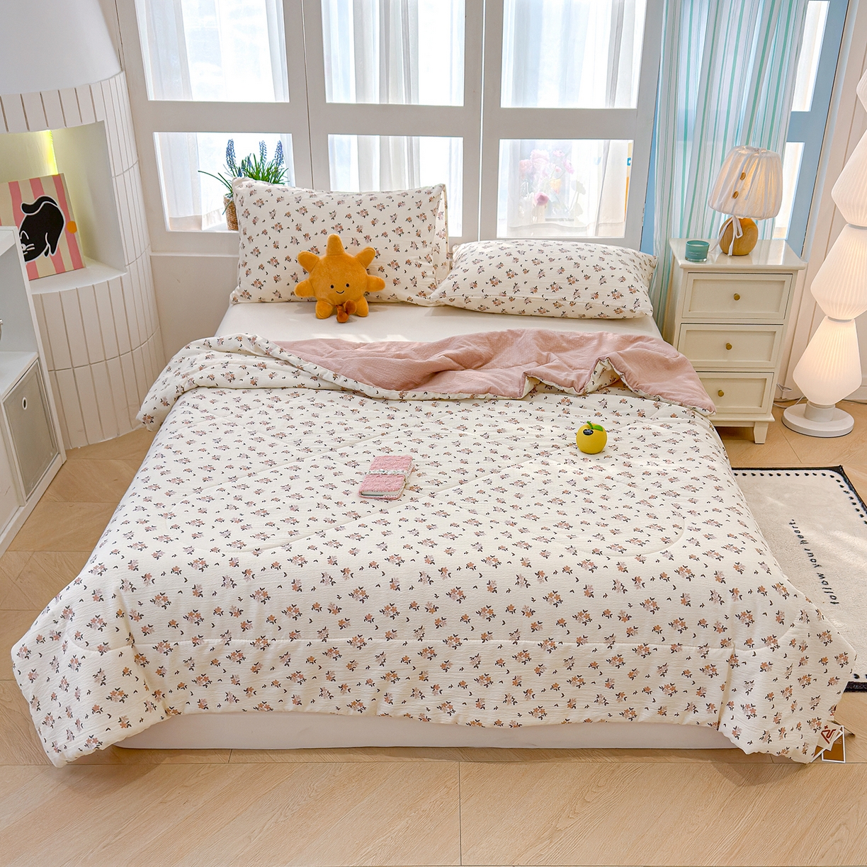 91家纺网 家纺一手货源 找家纺 弗苓家纺 2026新款A类云感有氧双层纱夏被夏凉被 苏瑾