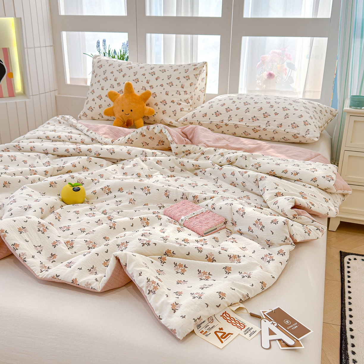 91家纺网 家纺一手货源 找家纺 弗苓家纺 2026新款A类云感有氧双层纱夏被夏凉被 苏瑾