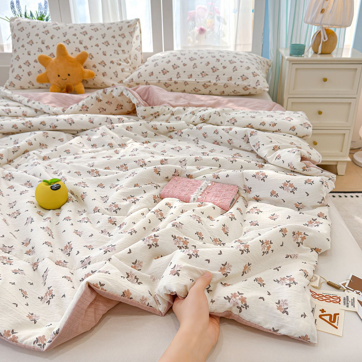 91家纺网 家纺一手货源 找家纺 弗苓家纺 2026新款A类云感有氧双层纱夏被夏凉被 苏瑾