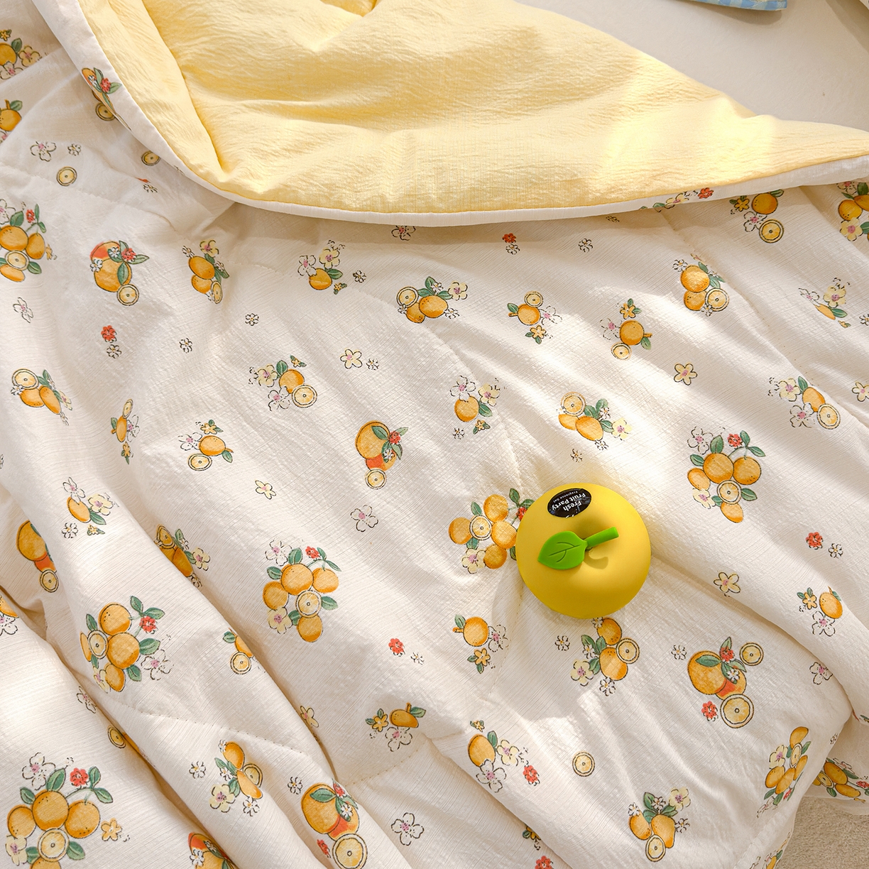 91家纺网 家纺一手货源 找家纺 弗苓家纺 2026新款A类云感有氧双层纱夏被夏凉被 甜橙