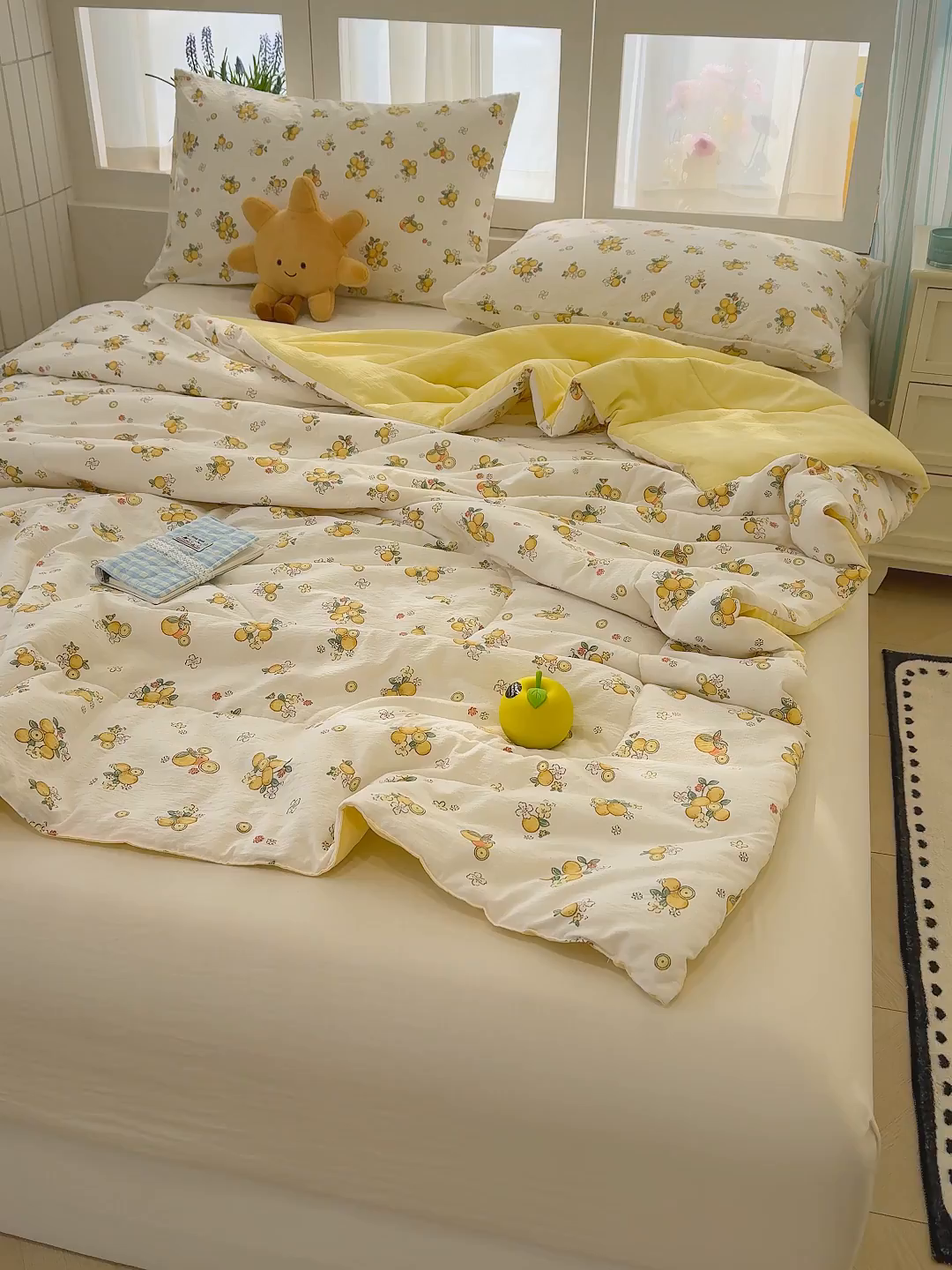 91家纺网 家纺一手货源 找家纺 弗苓家纺 2026新款A类云感有氧双层纱夏被夏凉被 甜橙