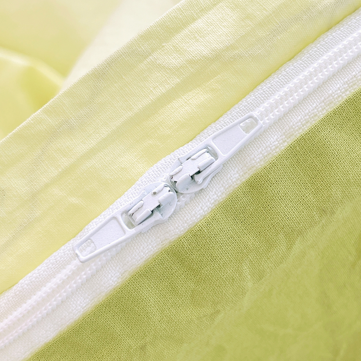 91家纺网 家纺一手货源 找家纺 春皖家纺 2026春夏新款双拼全棉纯棉水洗棉四件套 浅黄-果绿