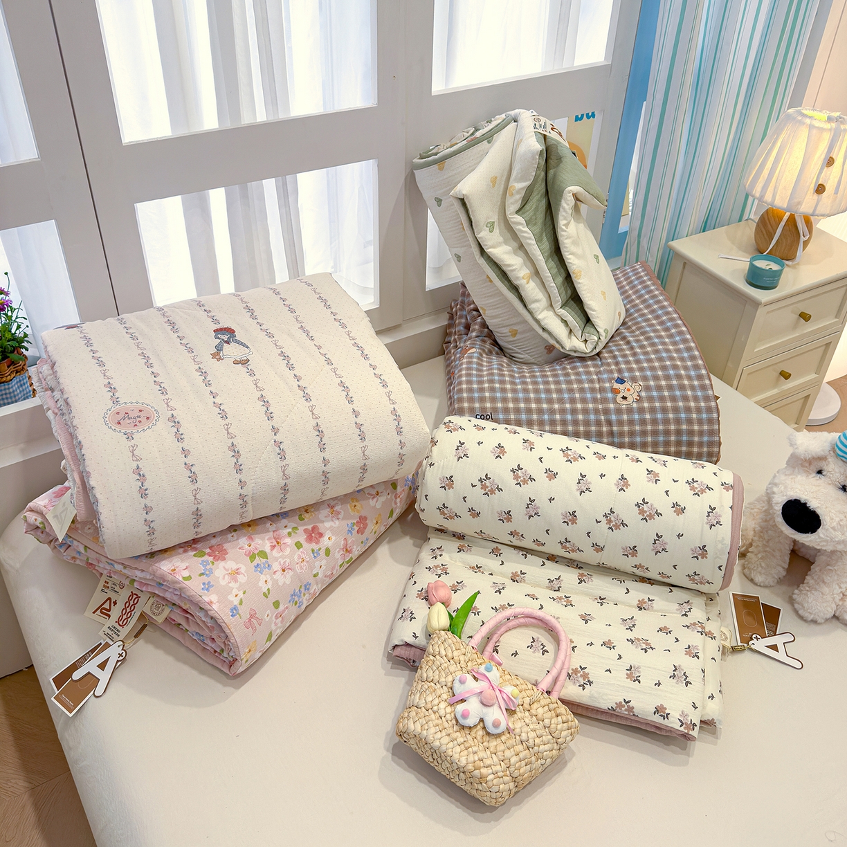 91家纺网 家纺一手货源 找家纺 弗苓家纺 2026新款A类云感有氧双层纱夏被夏凉被 组合图