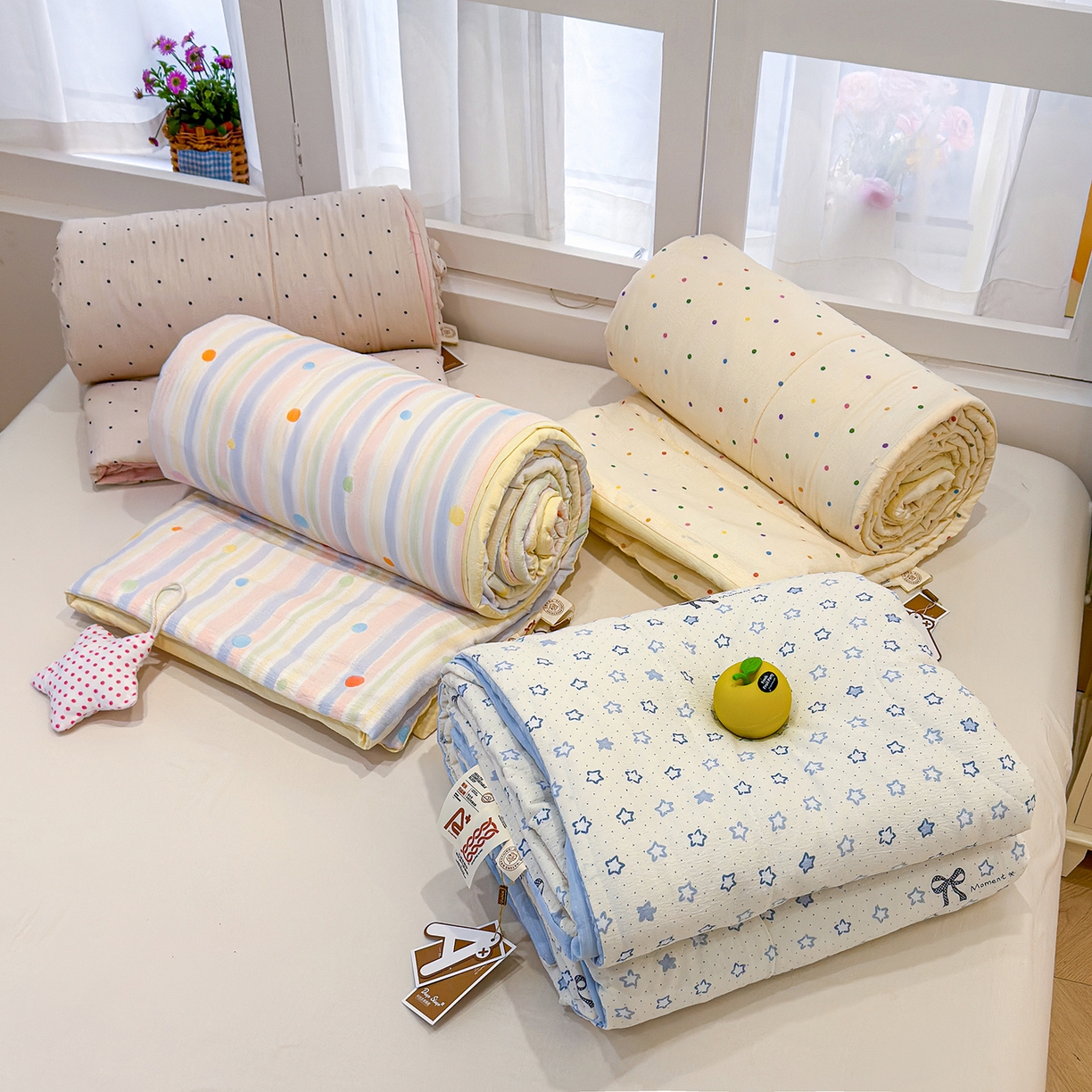 91家纺网 家纺一手货源 找家纺 弗苓家纺 2026新款A类云感有氧双层纱夏被夏凉被 组合图