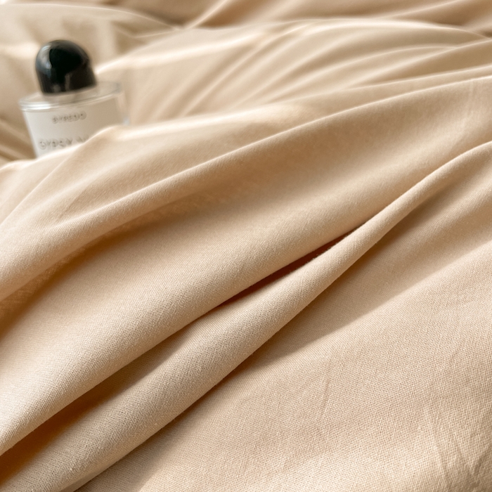 91家纺网 家纺一手货源 找家纺 春皖家纺 2026春夏新款双拼全棉纯棉水洗棉四件套 浅玉-卡其