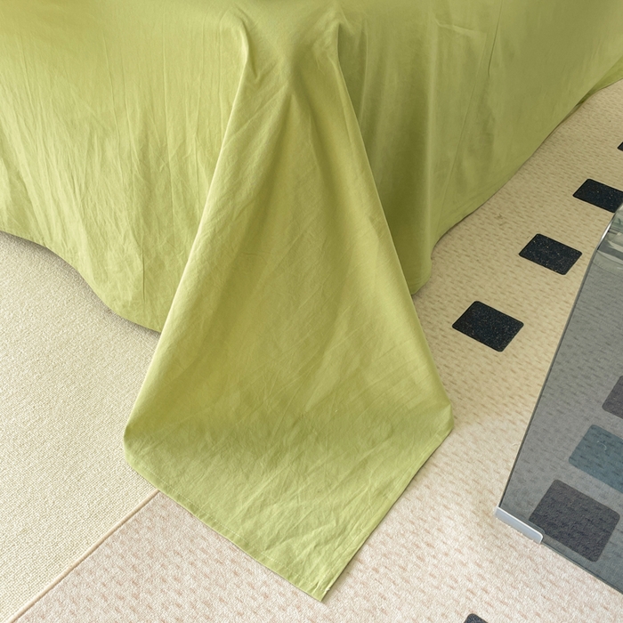 91家纺网 家纺一手货源 找家纺 春皖家纺 2026春夏新款双拼全棉纯棉水洗棉四件套 深黄-果绿