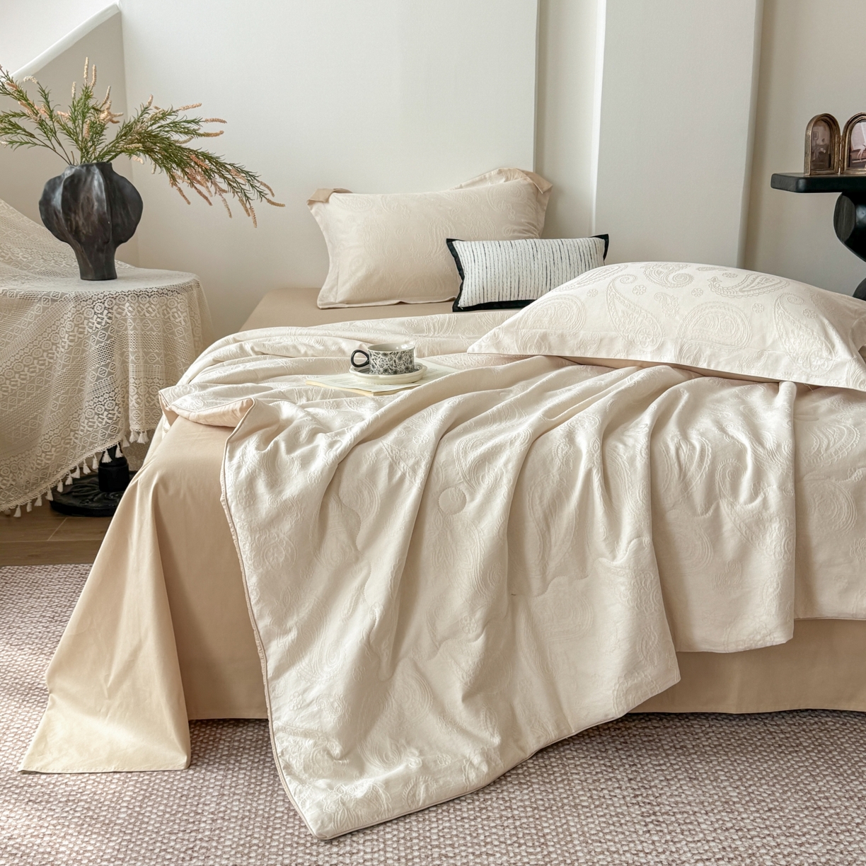 91家纺网 家纺一手货源 找家纺 （总）玉相逢 2026春夏新款全棉60S长绒棉立体厚织提花夏被四件套