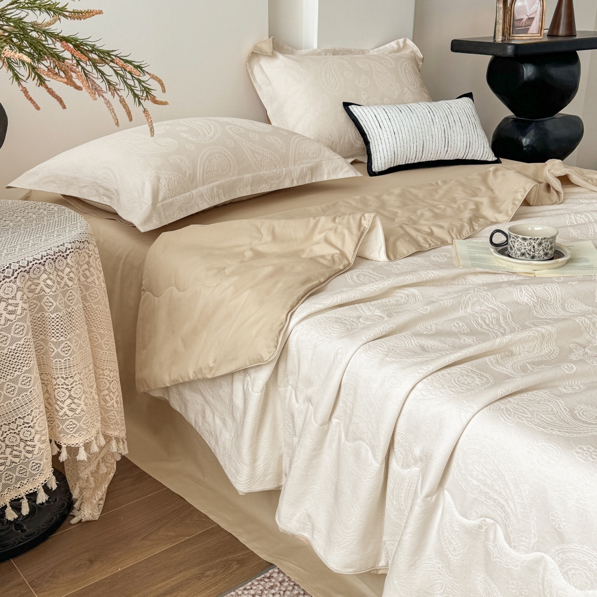 91家纺网 家纺一手货源 找家纺 （总）玉相逢 2026春夏新款全棉60S长绒棉立体厚织提花夏被四件套