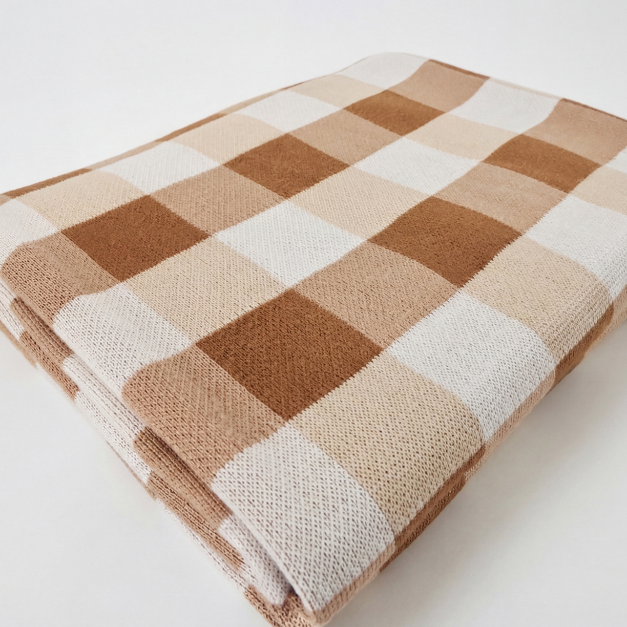 91家纺网 家纺一手货源 找家纺 暖绵绵家纺 2026新款丝光棉格子盖毯-艾利欧 咖色