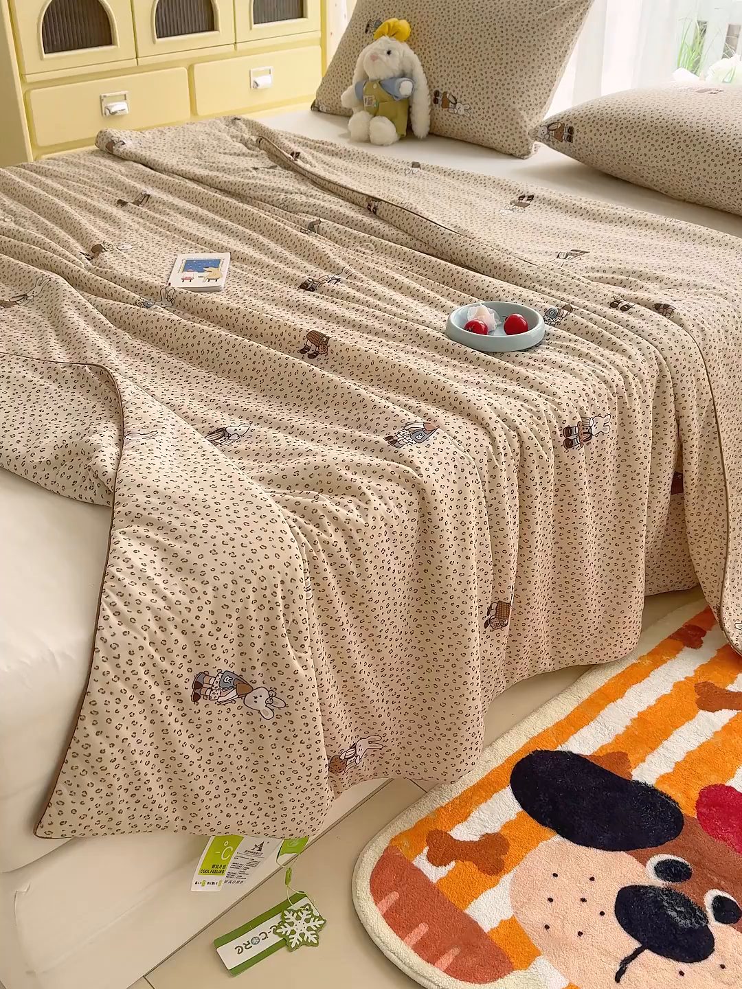 91家纺网 家纺一手货源 找家纺 弗苓家纺 2026新款麻绳款锦氨凉感丝夏被夏凉被空调被 星野兔