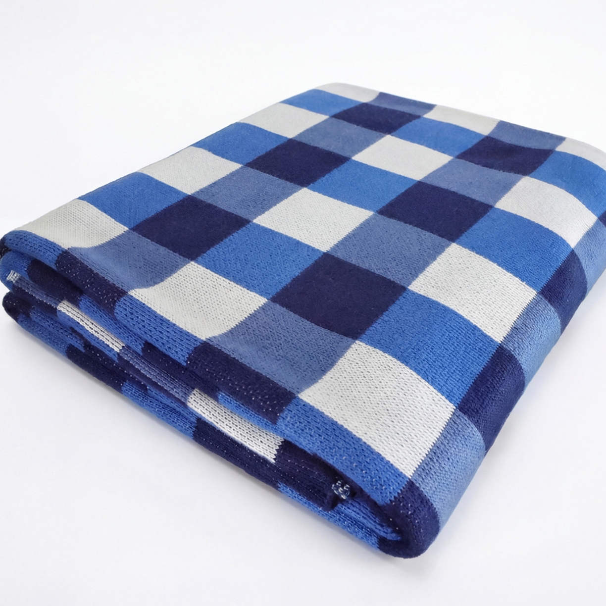 91家纺网 家纺一手货源 找家纺 暖绵绵家纺 2026新款丝光棉格子盖毯-艾利欧 蓝色