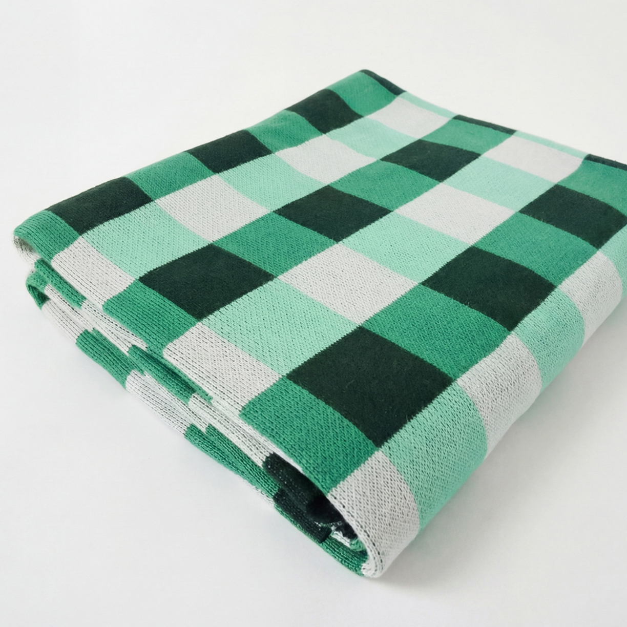91家纺网 家纺一手货源 找家纺 暖绵绵家纺 2026新款丝光棉格子盖毯-艾利欧 绿色