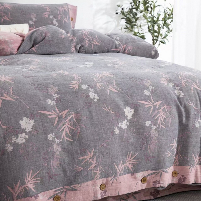 91家纺网 家纺一手货源 找家纺 （总）云天家纺 2026新款A类全棉纯棉色织提花双层纱纽扣款四件套