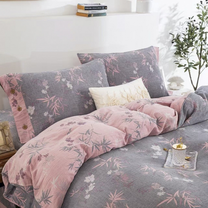 91家纺网 家纺一手货源 找家纺 （总）云天家纺 2026新款A类全棉纯棉色织提花双层纱纽扣款四件套