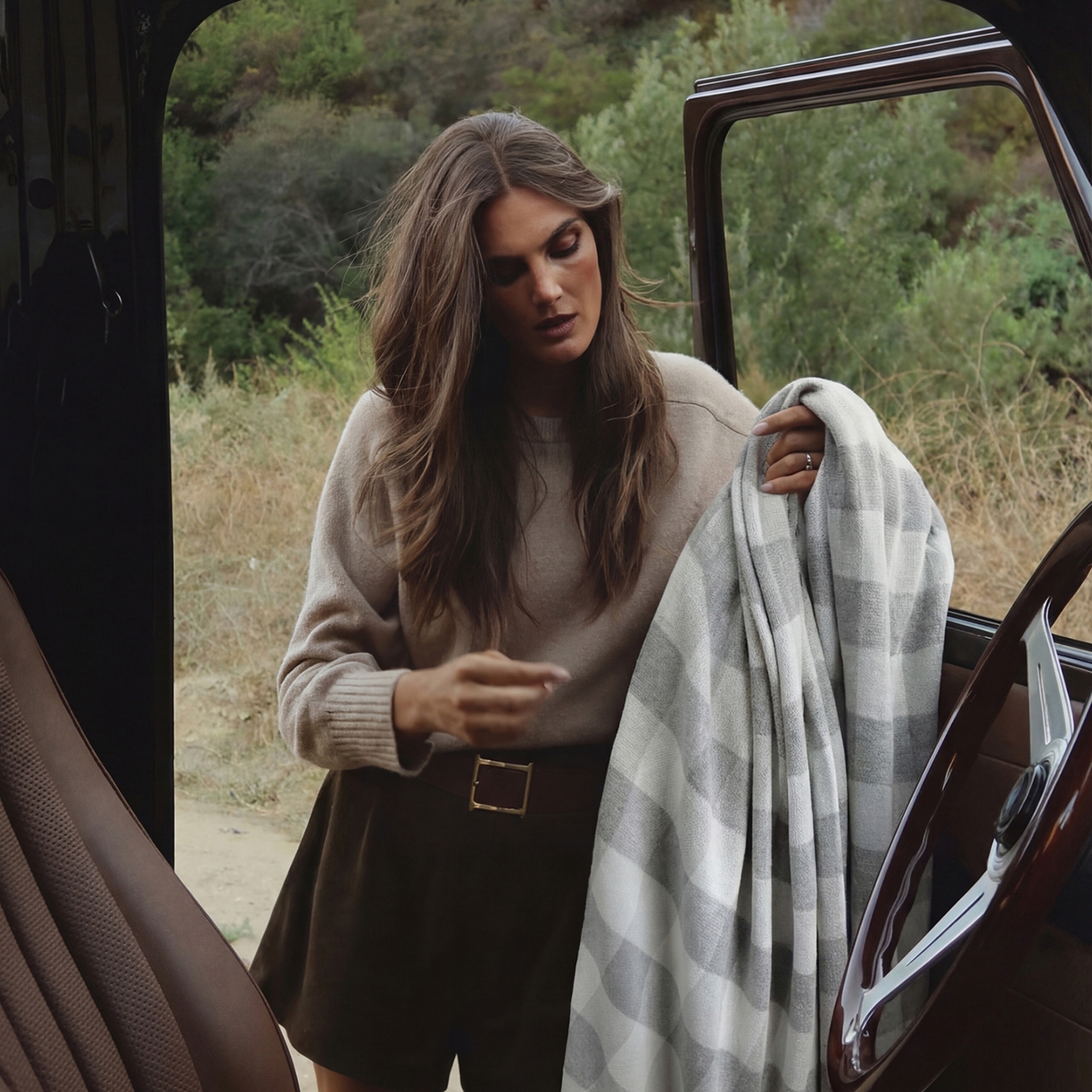 91家纺网 家纺一手货源 找家纺 暖绵绵家纺 2026新款丝光棉格子盖毯-艾利欧 麻灰