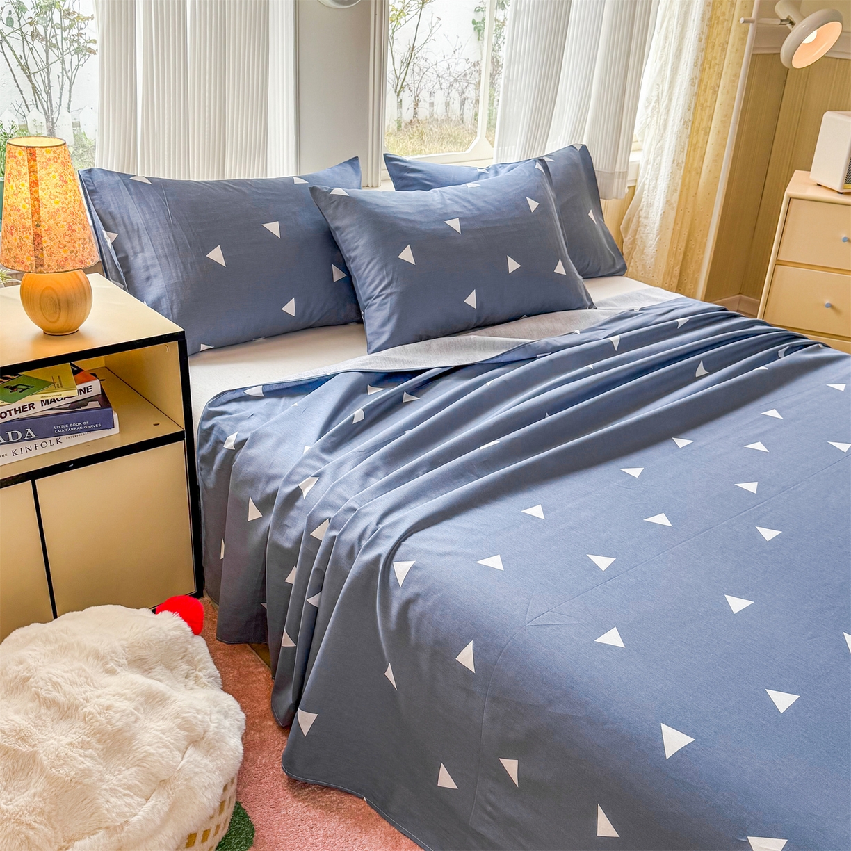 91家纺网 家纺一手货源 找家纺 （总）晨晨家纺 2026春夏新款小清新全棉纯棉印花床单三件套