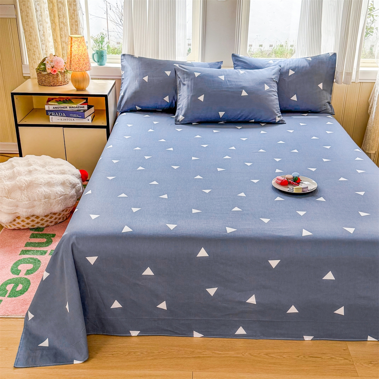 91家纺网 家纺一手货源 找家纺 （总）晨晨家纺 2026春夏新款小清新全棉纯棉印花床单三件套