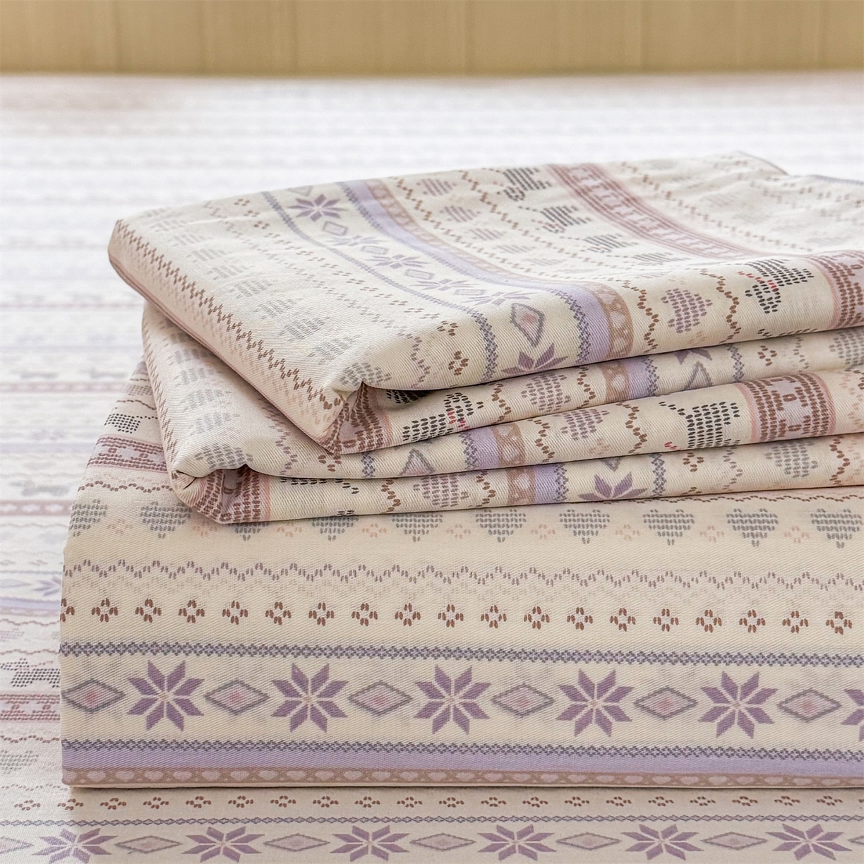 91家纺网 家纺一手货源 找家纺 晨晨家纺 2026春夏新款小清新全棉纯棉印花床单三件套 波西米亚