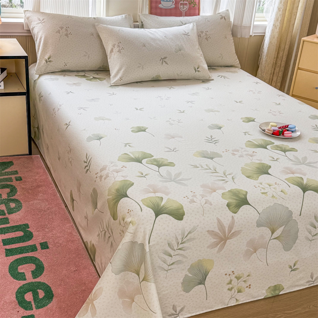 91家纺网 家纺一手货源 找家纺 （总）晨晨家纺 2026春夏新款小清新全棉纯棉印花床单三件套