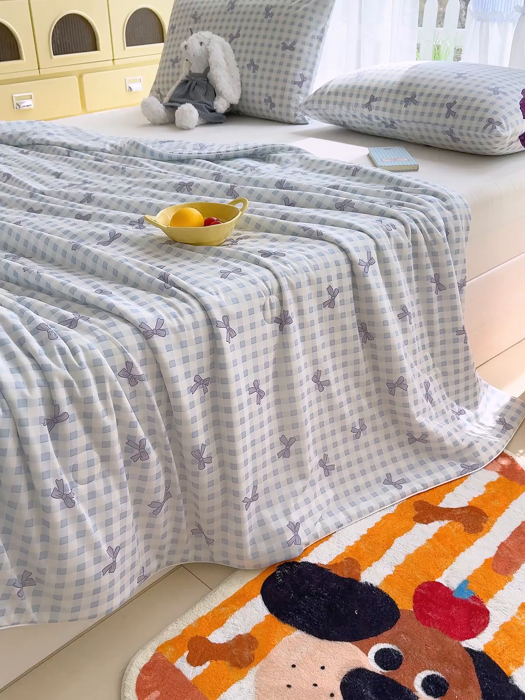 91家纺网 家纺一手货源 找家纺 弗苓家纺 2026新款麻绳款锦氨凉感丝夏被夏凉被空调被 蝴蝶结