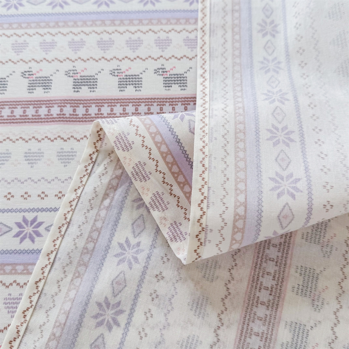 91家纺网 家纺一手货源 找家纺 晨晨家纺 2026春夏新款小清新全棉纯棉印花床单三件套 波西米亚