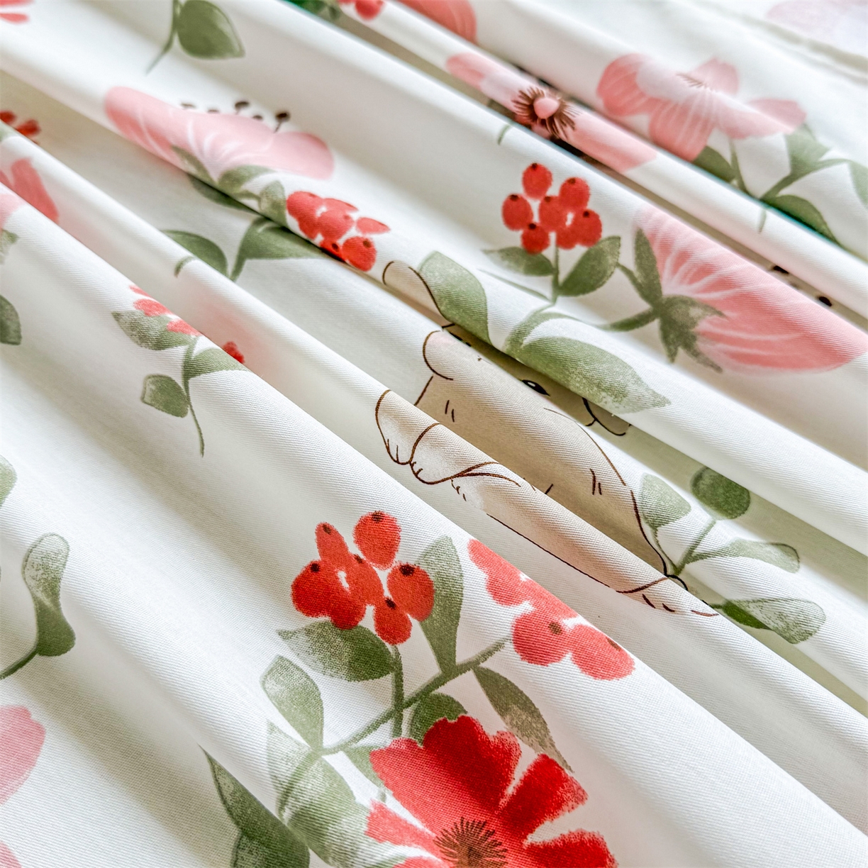 91家纺网 家纺一手货源 找家纺 晨晨家纺 2026春夏新款小清新全棉纯棉印花床单三件套 丛林意趣