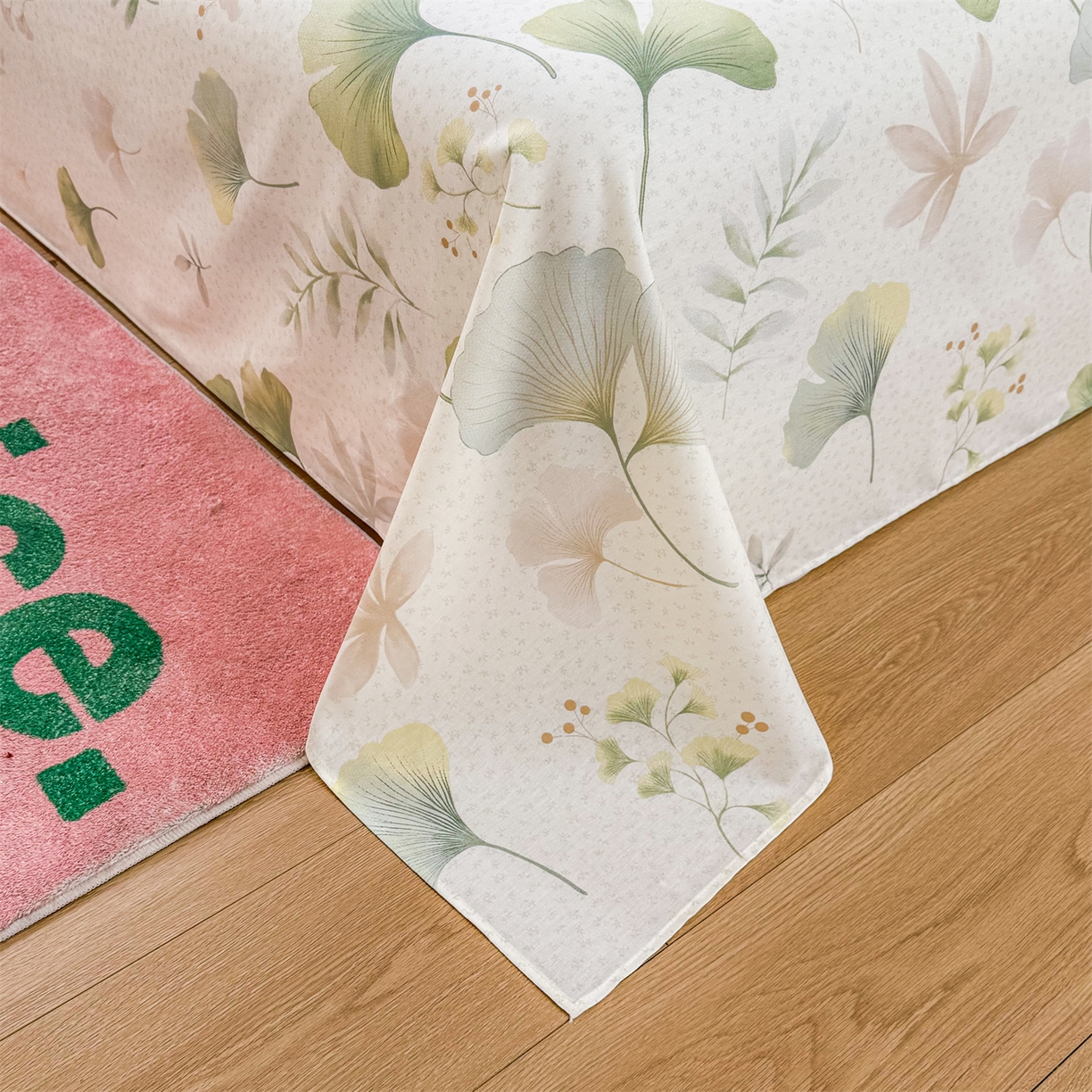 91家纺网 家纺一手货源 找家纺 晨晨家纺 2026春夏新款小清新全棉纯棉印花床单三件套 幸运叶