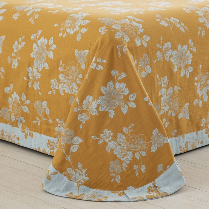 91家纺网 家纺一手货源 找家纺 云天家纺 2026新款A类全棉纯棉色织提花双层纱纽扣款四件套 春风十里橘