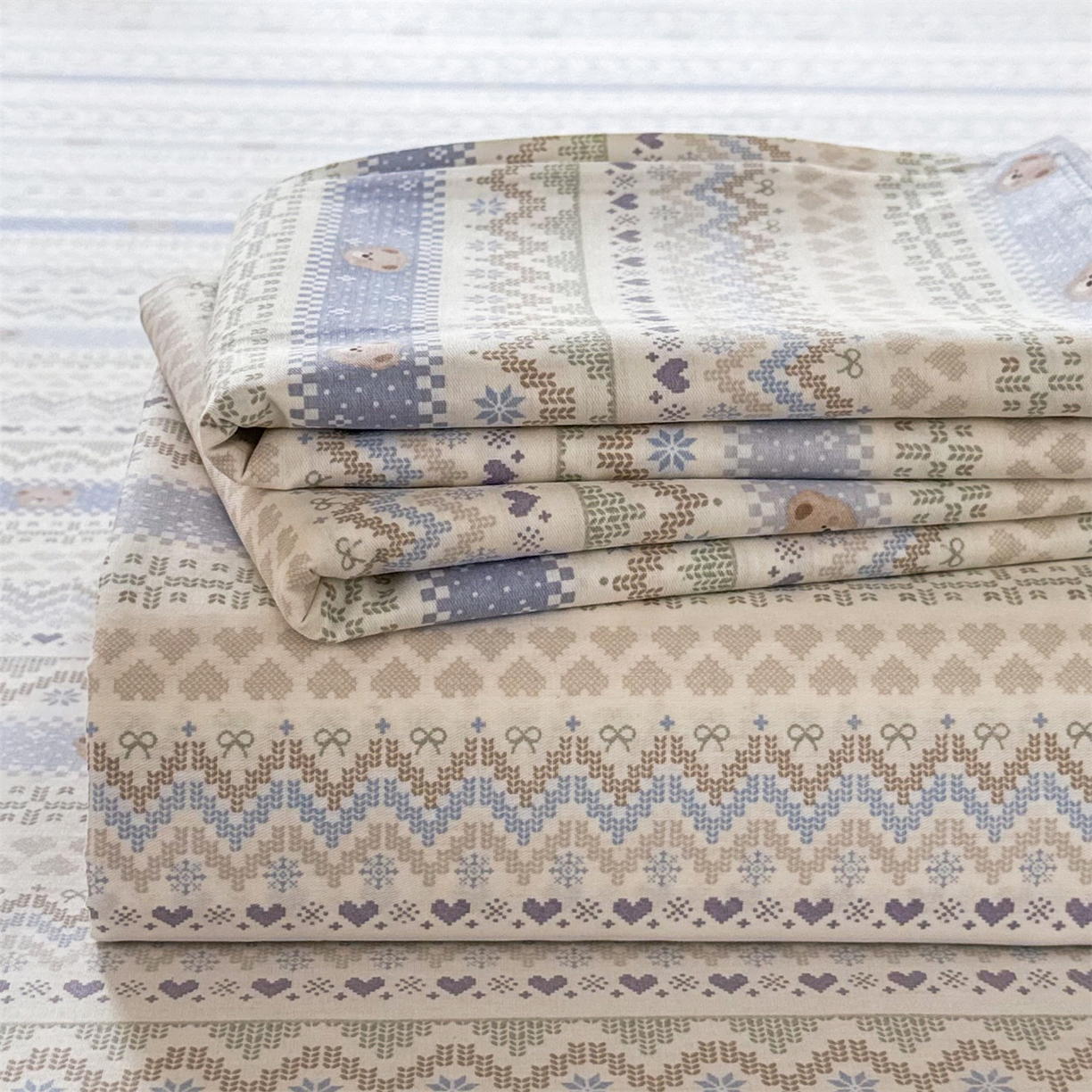 91家纺网 家纺一手货源 找家纺 晨晨家纺 2026春夏新款小清新全棉纯棉印花床单三件套 塞浦路斯