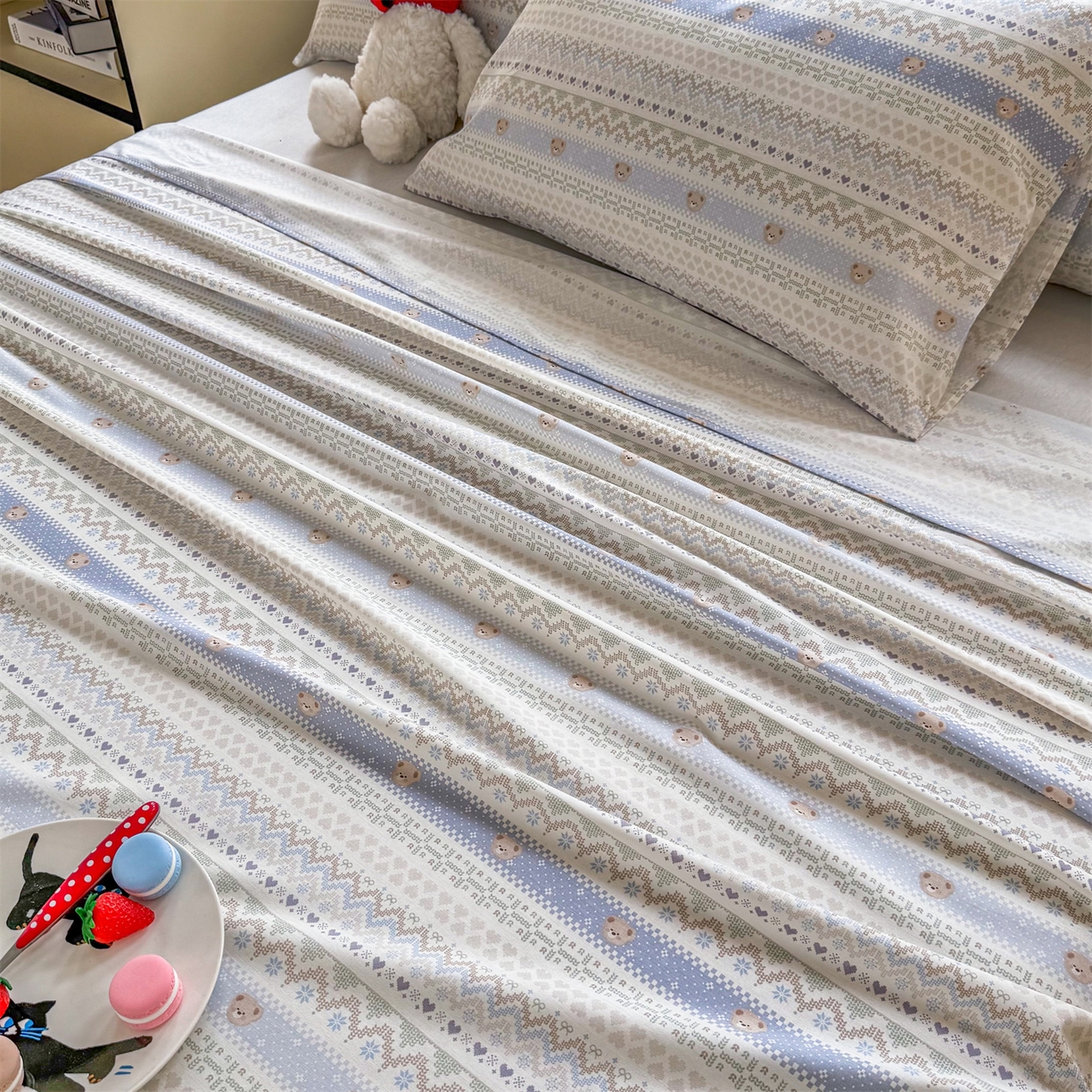 91家纺网 家纺一手货源 找家纺 晨晨家纺 2026春夏新款小清新全棉纯棉印花床单三件套 塞浦路斯