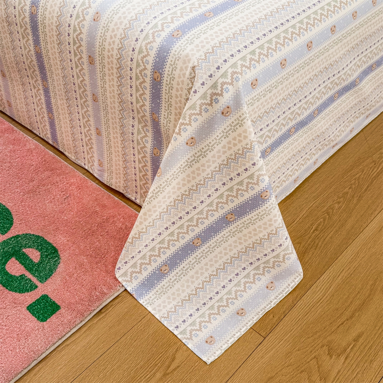 91家纺网 家纺一手货源 找家纺 晨晨家纺 2026春夏新款小清新全棉纯棉印花床单三件套 塞浦路斯