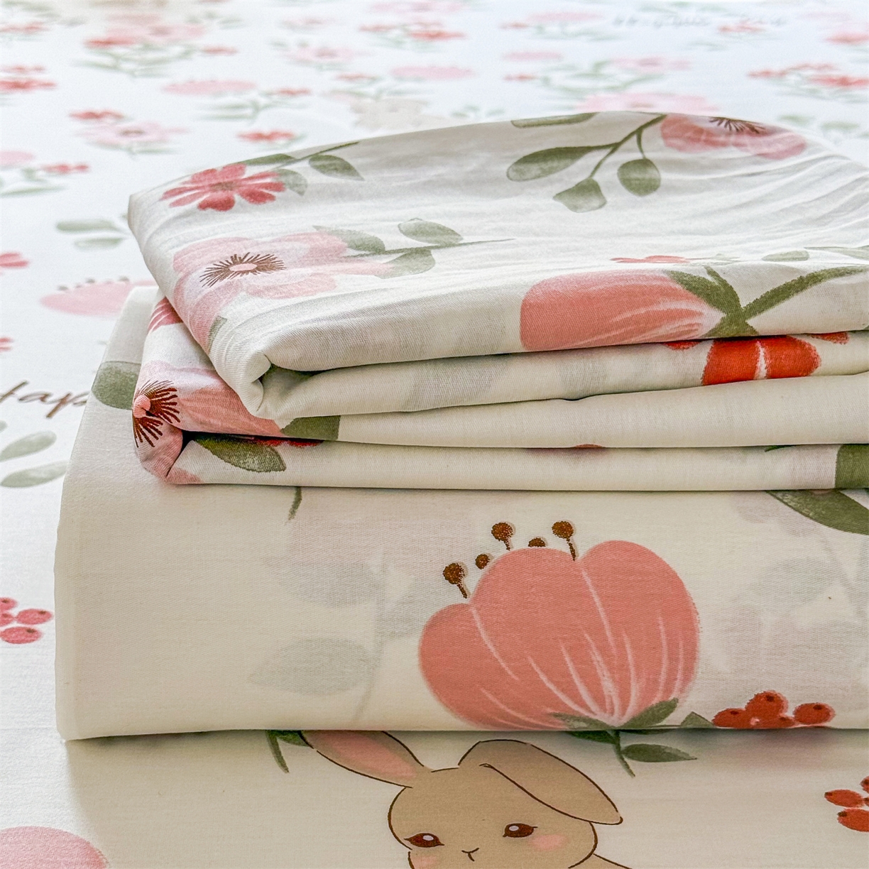 91家纺网 家纺一手货源 找家纺 晨晨家纺 2026春夏新款小清新全棉纯棉印花床单三件套 丛林意趣