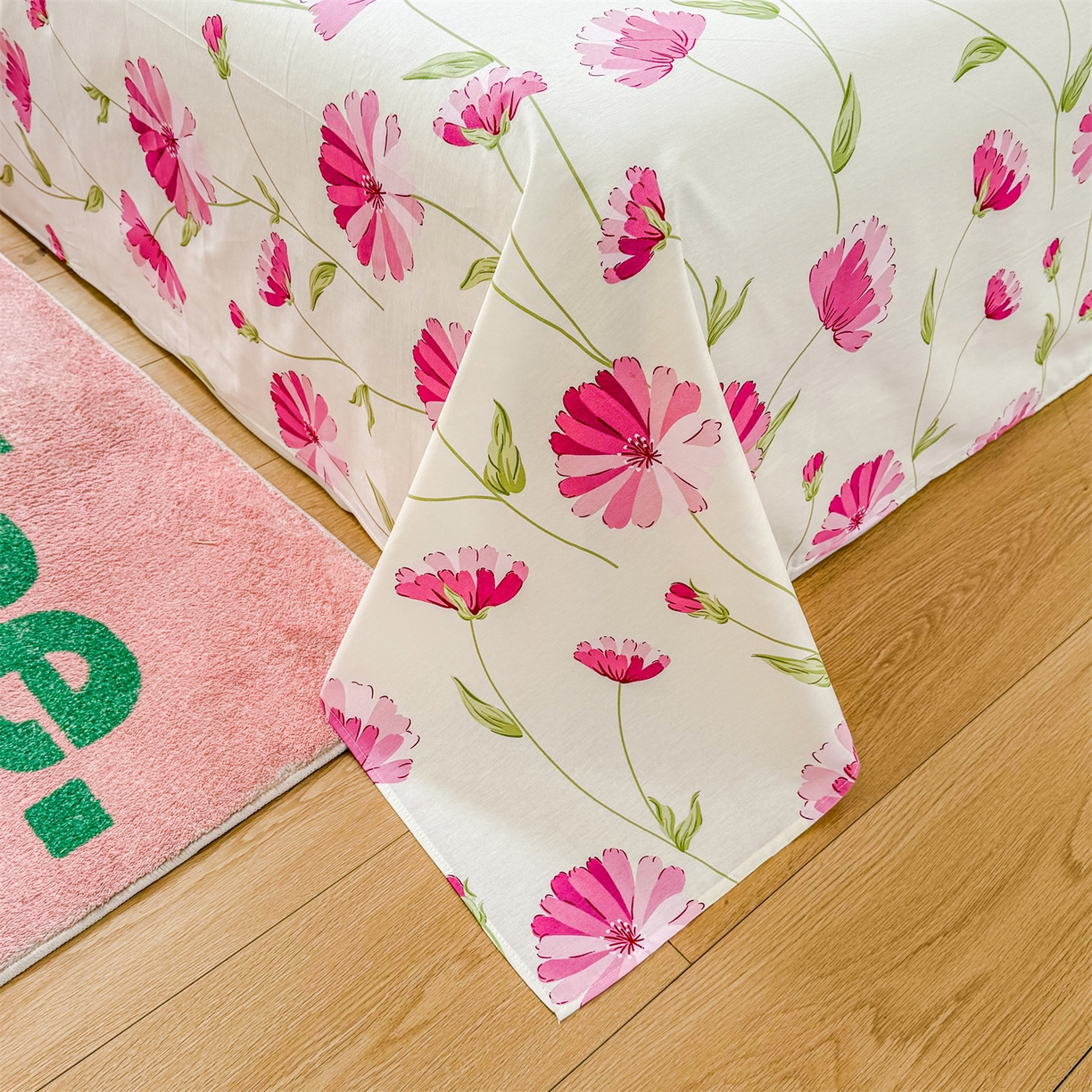 91家纺网 家纺一手货源 找家纺 晨晨家纺 2026春夏新款小清新全棉纯棉印花床单三件套 晚风轻漫