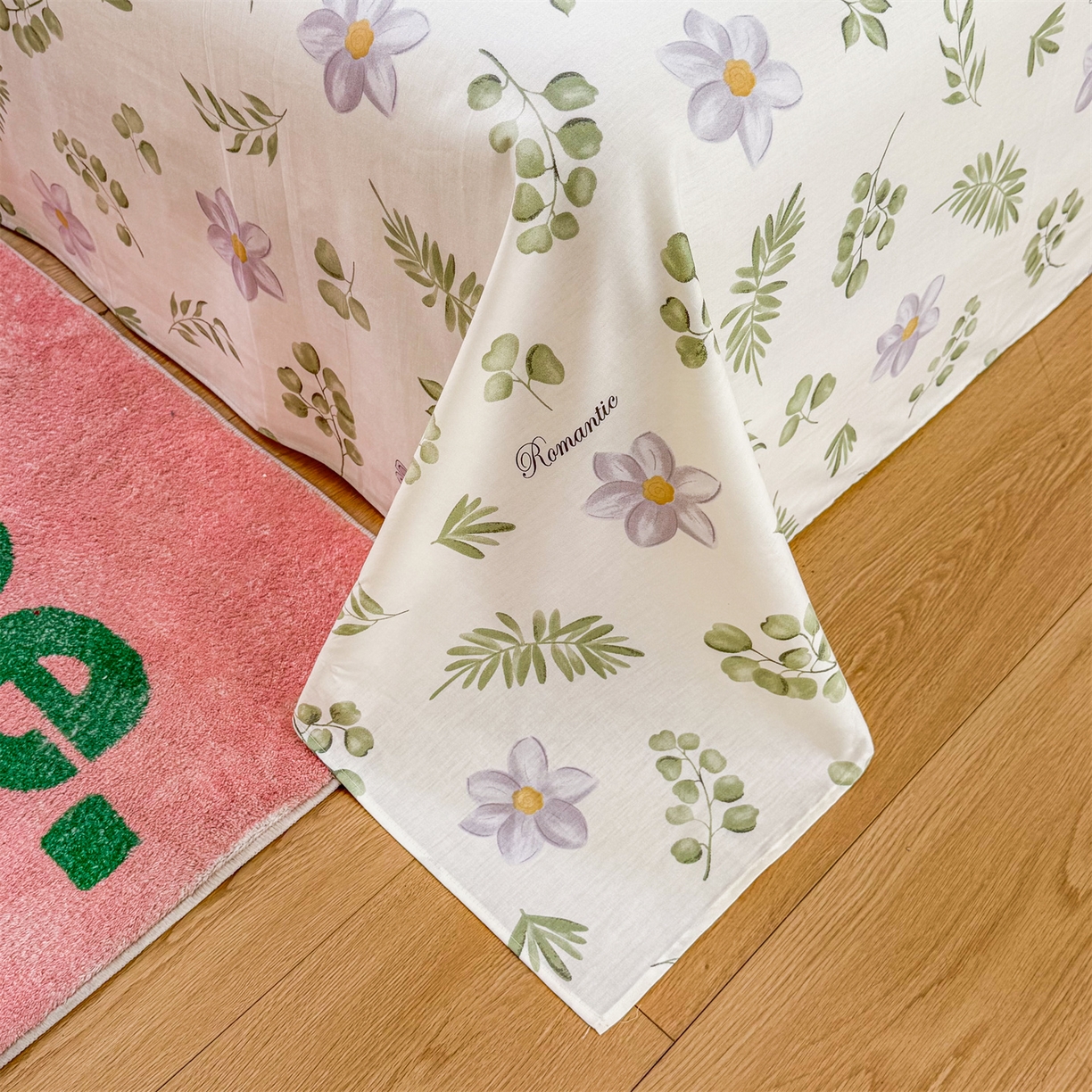 91家纺网 家纺一手货源 找家纺 晨晨家纺 2026春夏新款小清新全棉纯棉印花床单三件套 安妮兔