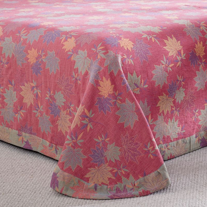 91家纺网 家纺一手货源 找家纺 云天家纺 2026新款A类全棉纯棉色织提花双层纱纽扣款四件套 枫林露