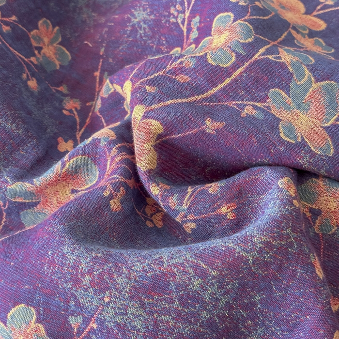 91家纺网 家纺一手货源 找家纺 云天家纺 2026新款A类全棉纯棉色织提花双层纱纽扣款四件套 梅花深紫（套版）