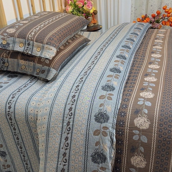 91家纺网 家纺一手货源 找家纺 云天家纺 2026新款A类全棉纯棉色织提花双层纱纽扣款四件套 圣诞