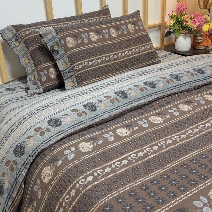 91家纺网 家纺一手货源 找家纺 云天家纺 2026新款A类全棉纯棉色织提花双层纱纽扣款四件套 圣诞