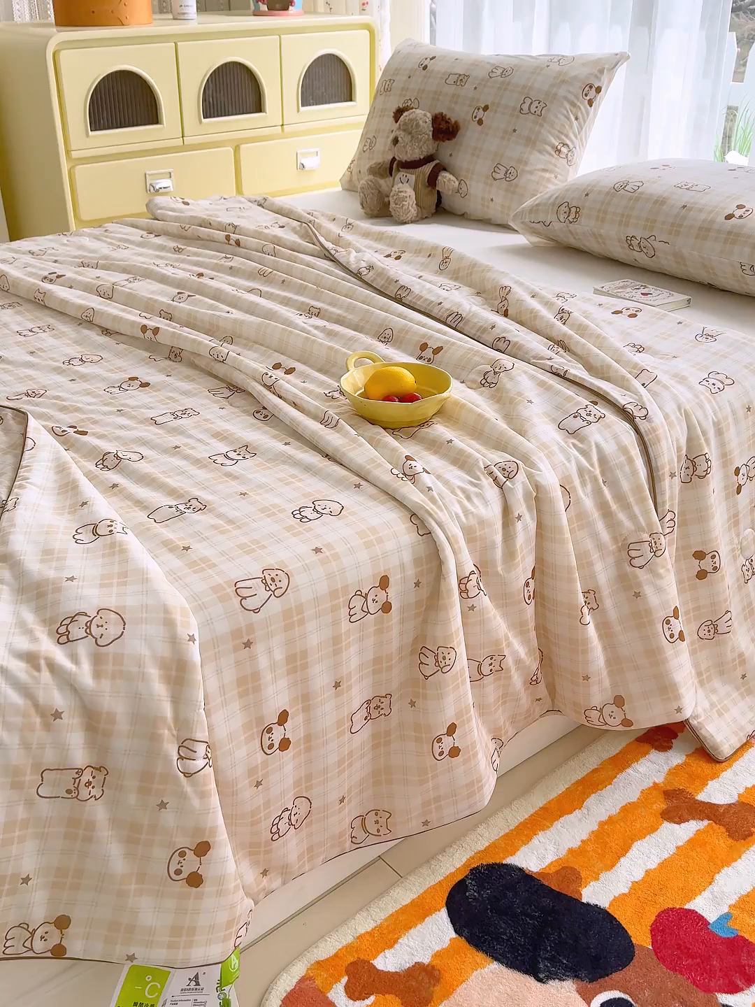 91家纺网 家纺一手货源 找家纺 弗苓家纺 2026新款麻绳款锦氨凉感丝夏被夏凉被空调被 线条狗