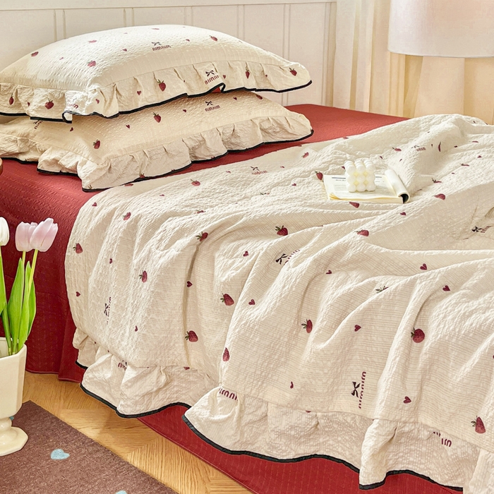 91家纺网 家纺一手货源 找家纺 （总）利禾家纺 2026新款法式花边泡芙纱夏被四件套