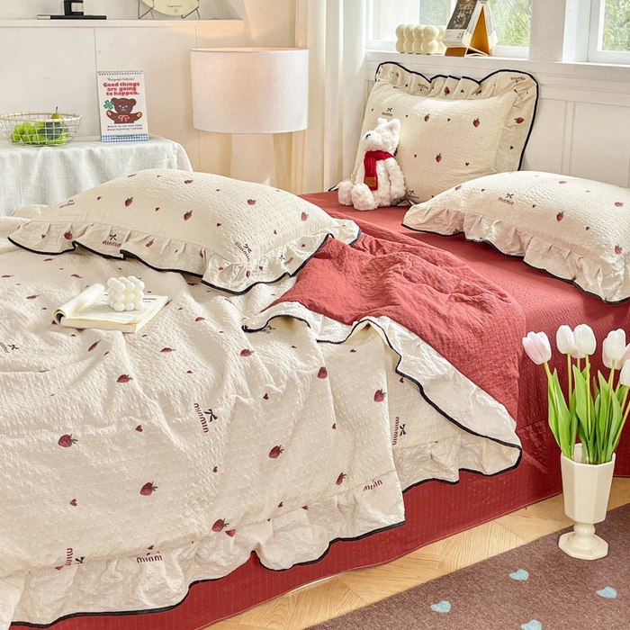 91家纺网 家纺一手货源 找家纺 （总）利禾家纺 2026新款法式花边泡芙纱夏被四件套