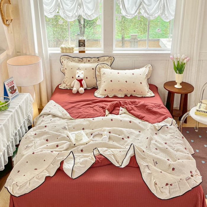 91家纺网 家纺一手货源 找家纺 （总）利禾家纺 2026新款法式花边泡芙纱夏被四件套