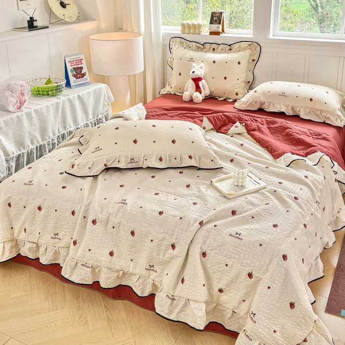 91家纺网 家纺一手货源 找家纺 （总）利禾家纺 2026新款法式花边泡芙纱夏被四件套