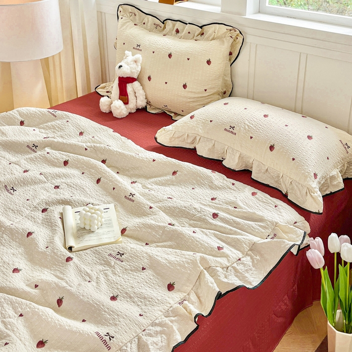 91家纺网 家纺一手货源 找家纺 （总）利禾家纺 2026新款法式花边泡芙纱夏被四件套