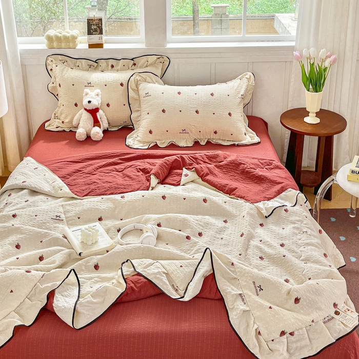 91家纺网 家纺一手货源 找家纺 （总）利禾家纺 2026新款法式花边泡芙纱夏被四件套